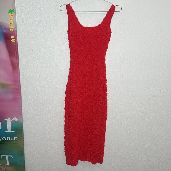 New Mara Hoffman Sloan Popcorn Midi Dress Red XS - Picture 6 of 15